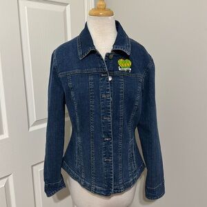 Brighton blue denim long sleeve embroidered jacket, size